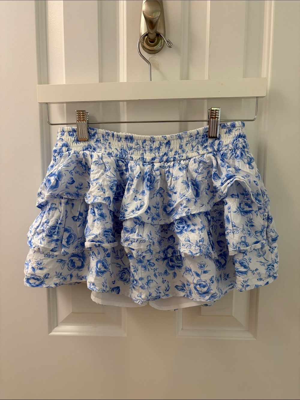 Hollister Blue Floral Tiered Ruffle Skirt - Women